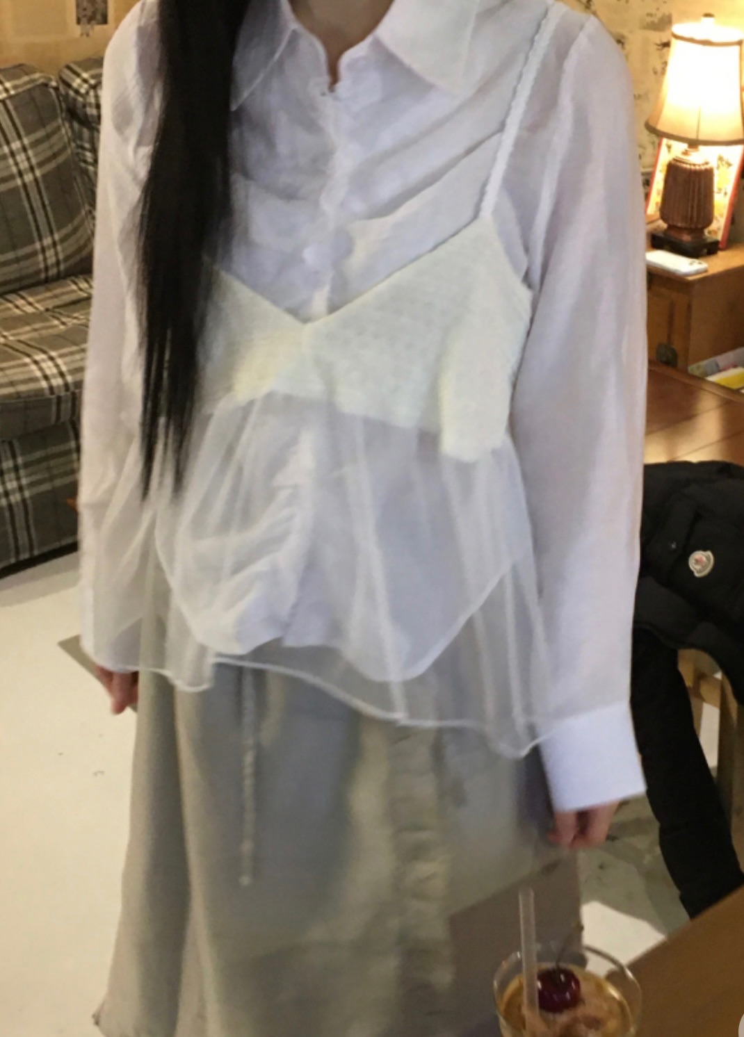 羊毛緹花網紗抽繩背心🦢（現貨