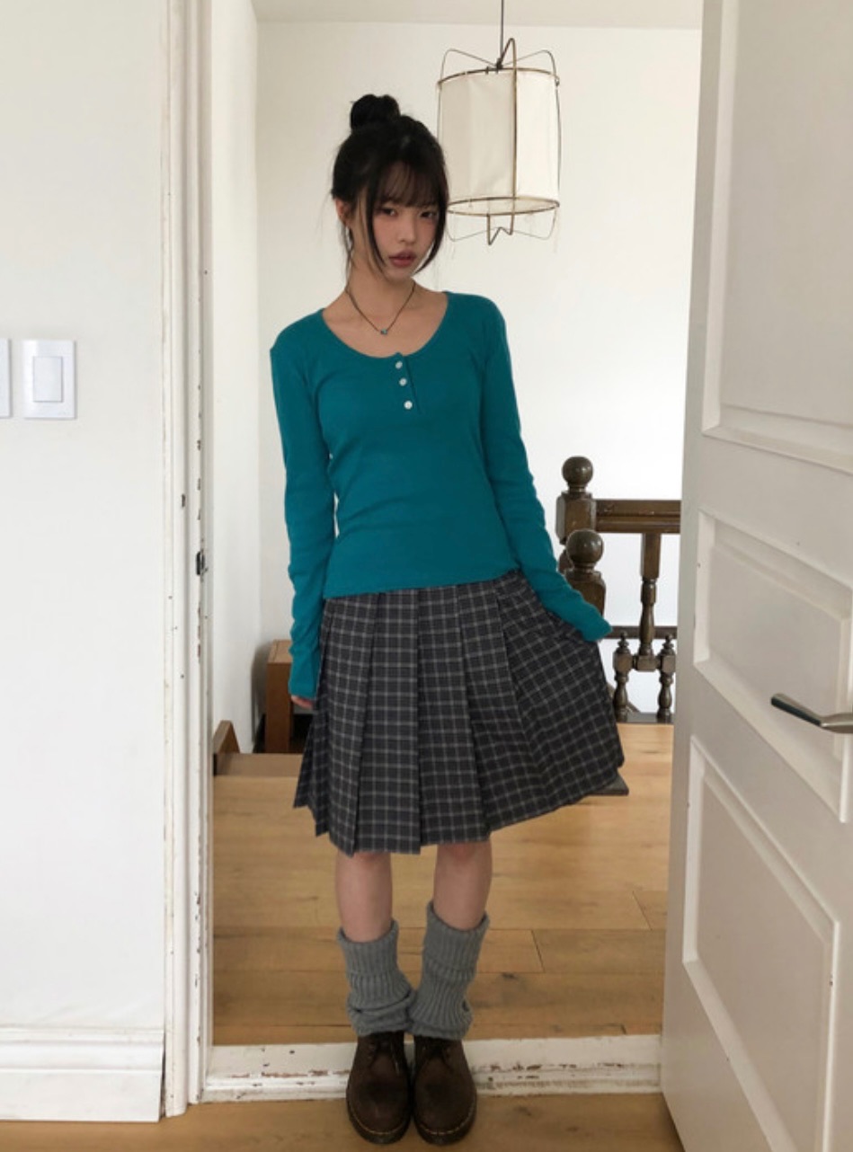 格紋五分百褶裙🐻