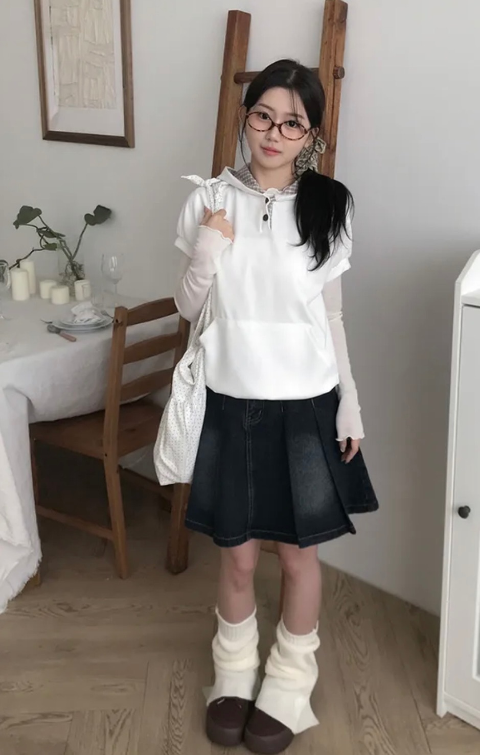 qq格紋拼接帽T 🐹（白現貨