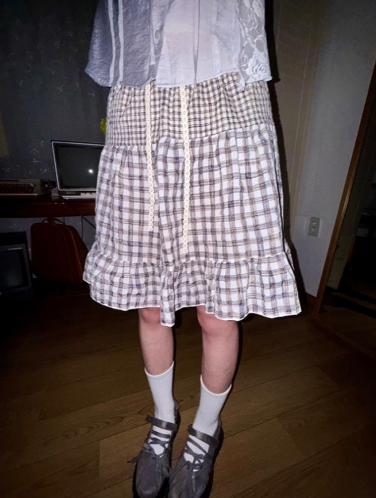 大小格紋蓬蓬五分裙🥣