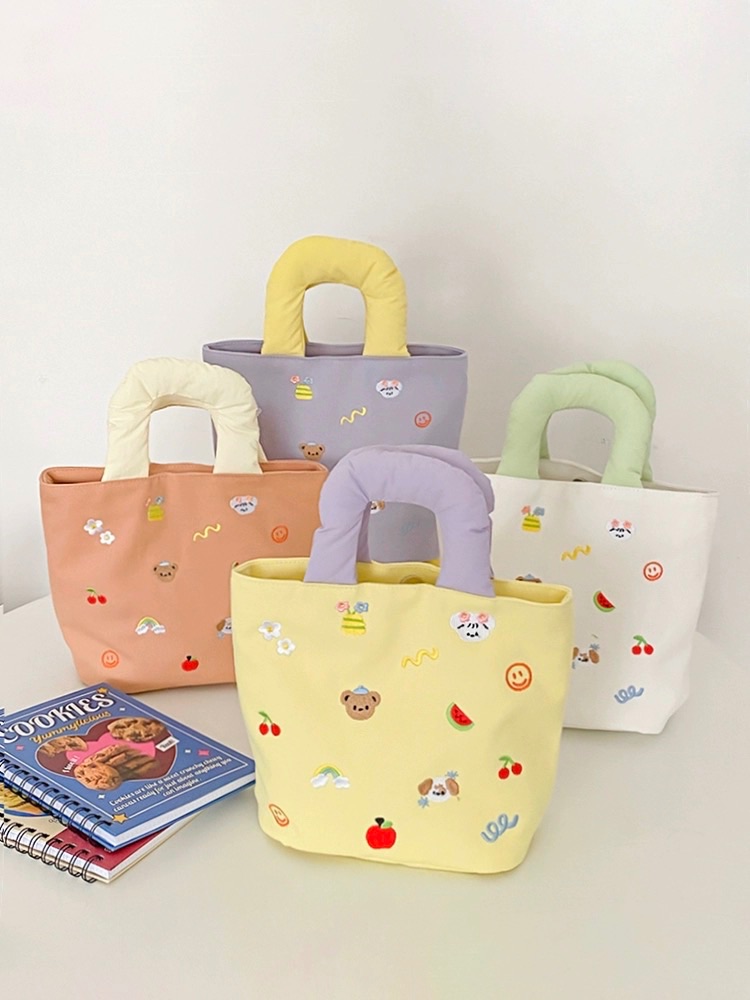 可愛手工刺繡帆布包