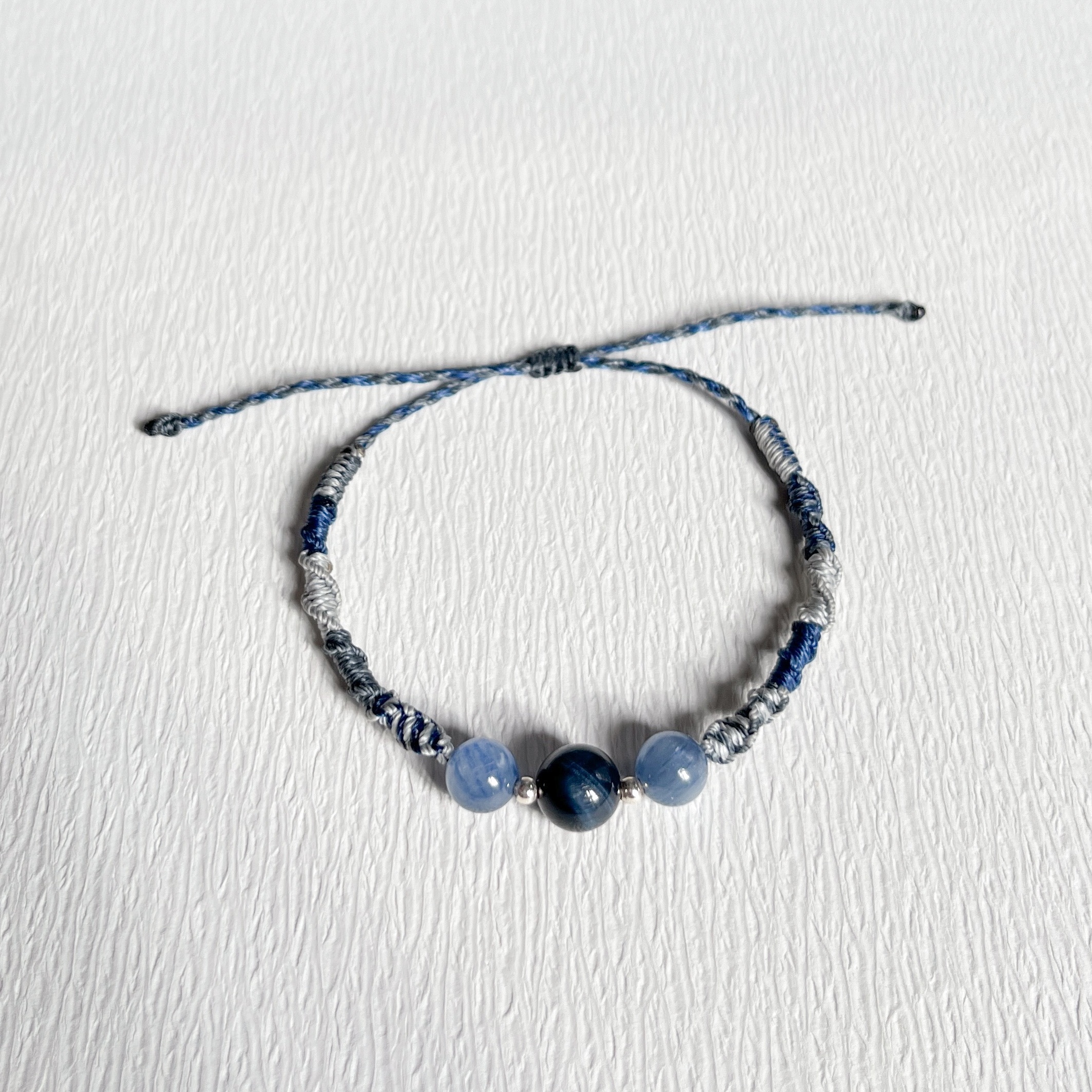 藍虎眼、藍晶石編織手鍊