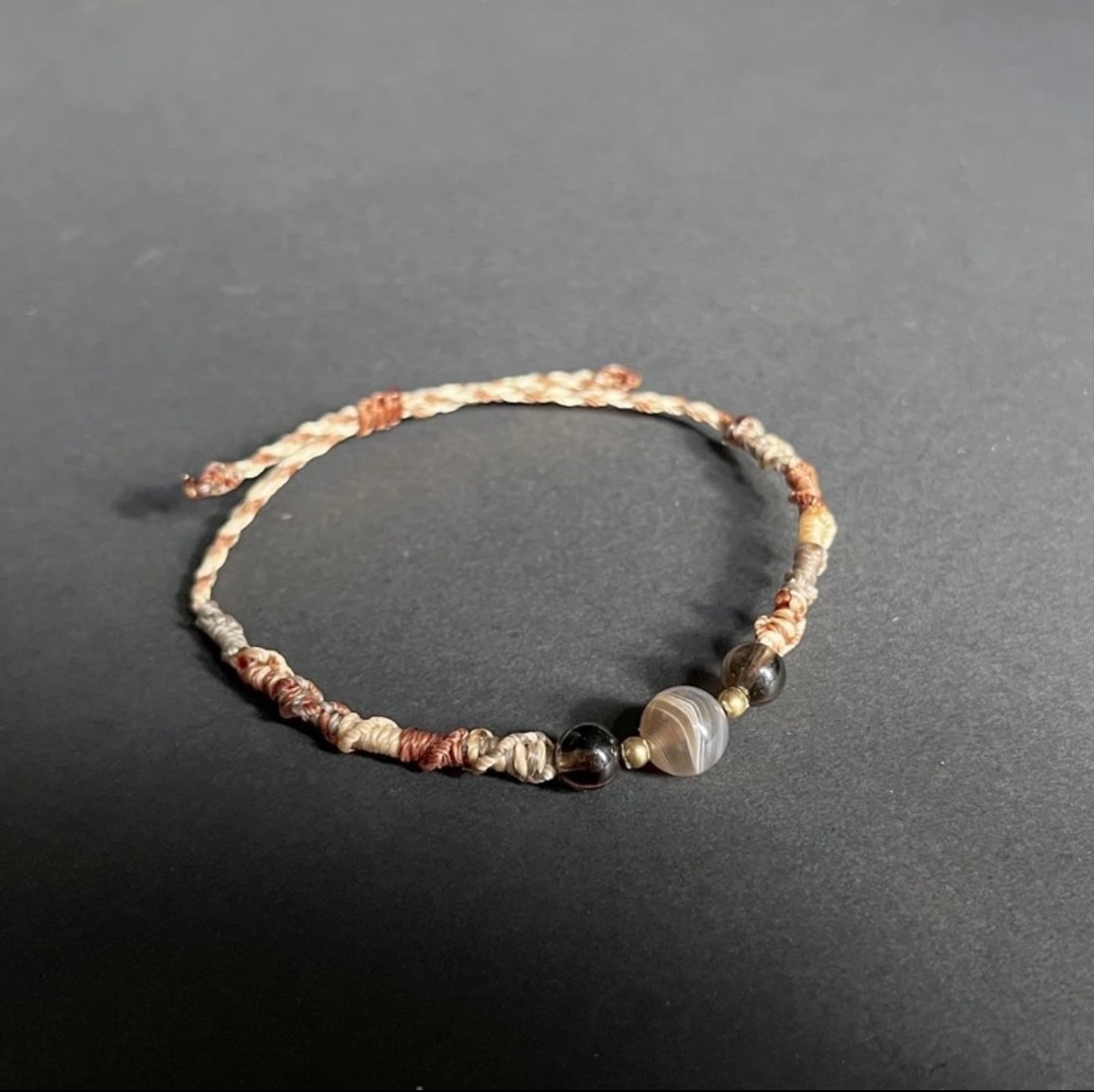 瑪瑙、茶晶編織手鍊