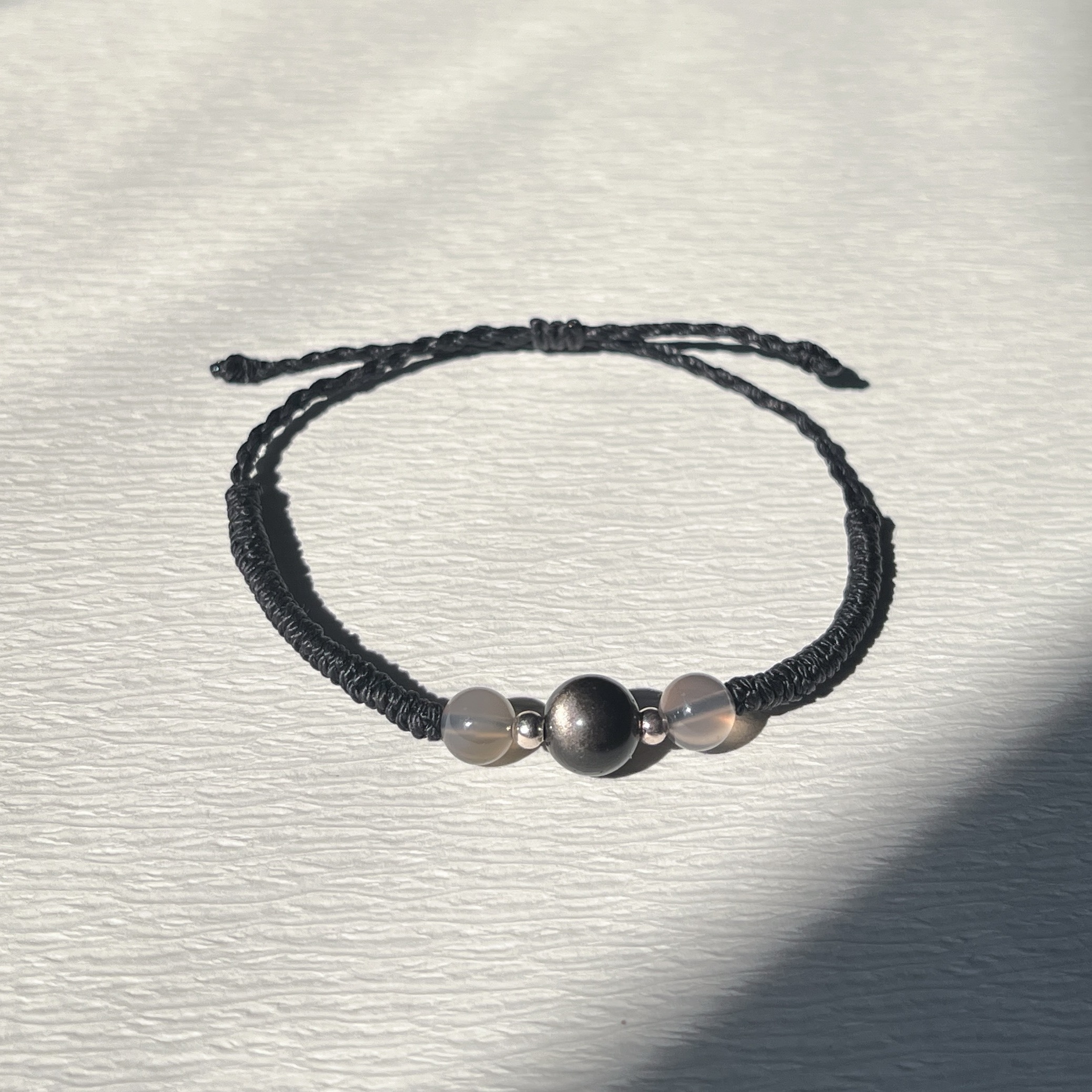 銀曜、瑪瑙編織手鍊