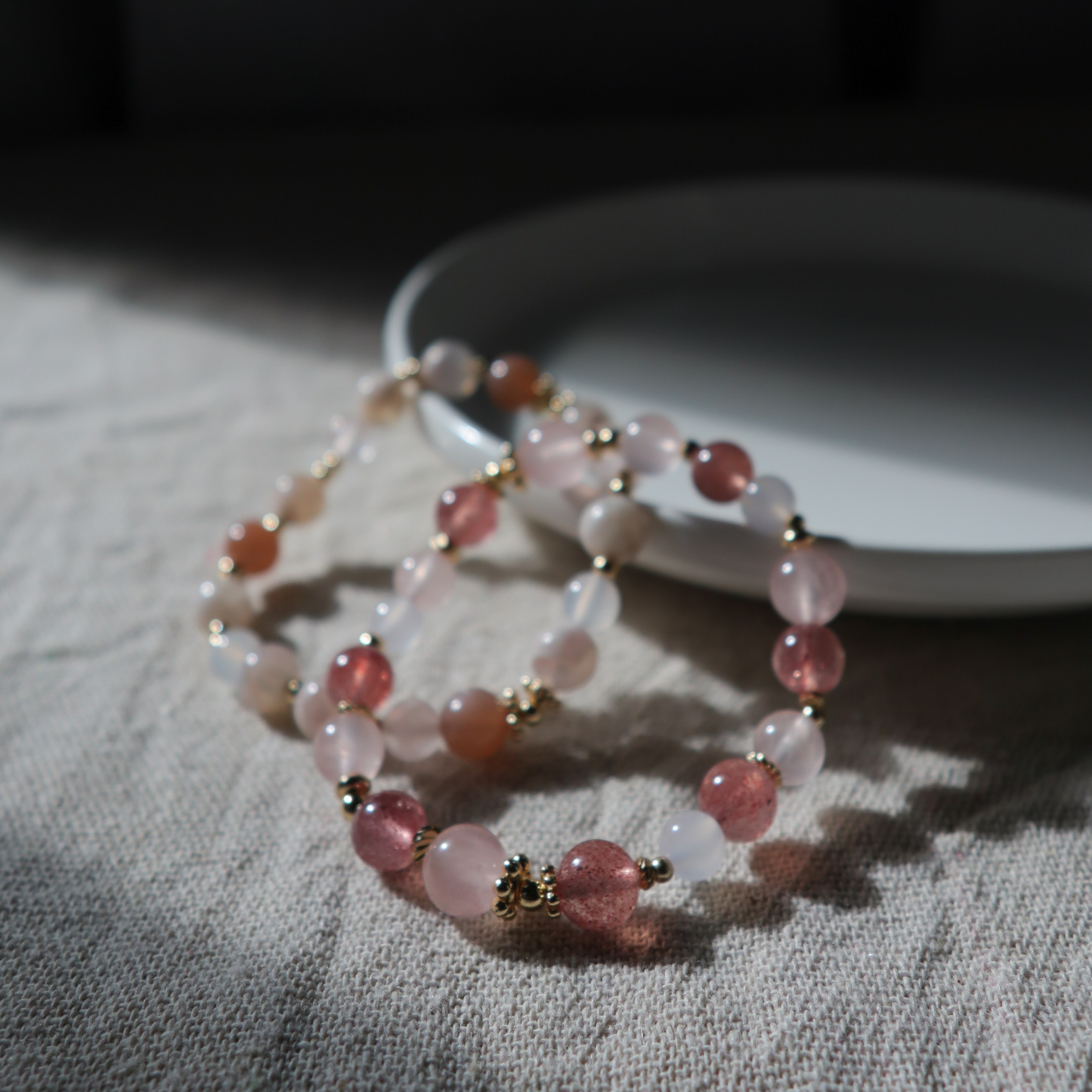 粉橘色系設計手串💗