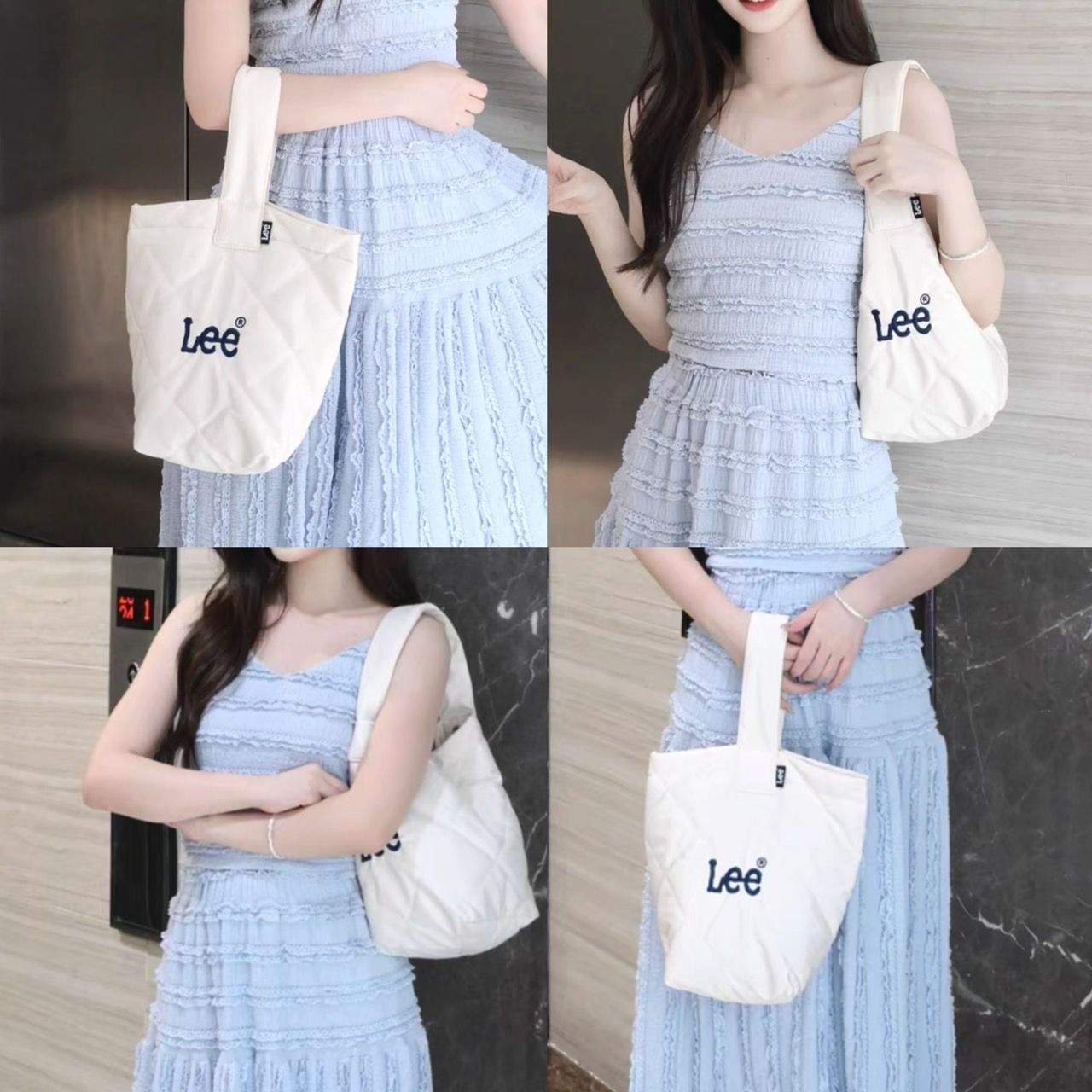 ＜預購＞LEE菱格紋防水手提包