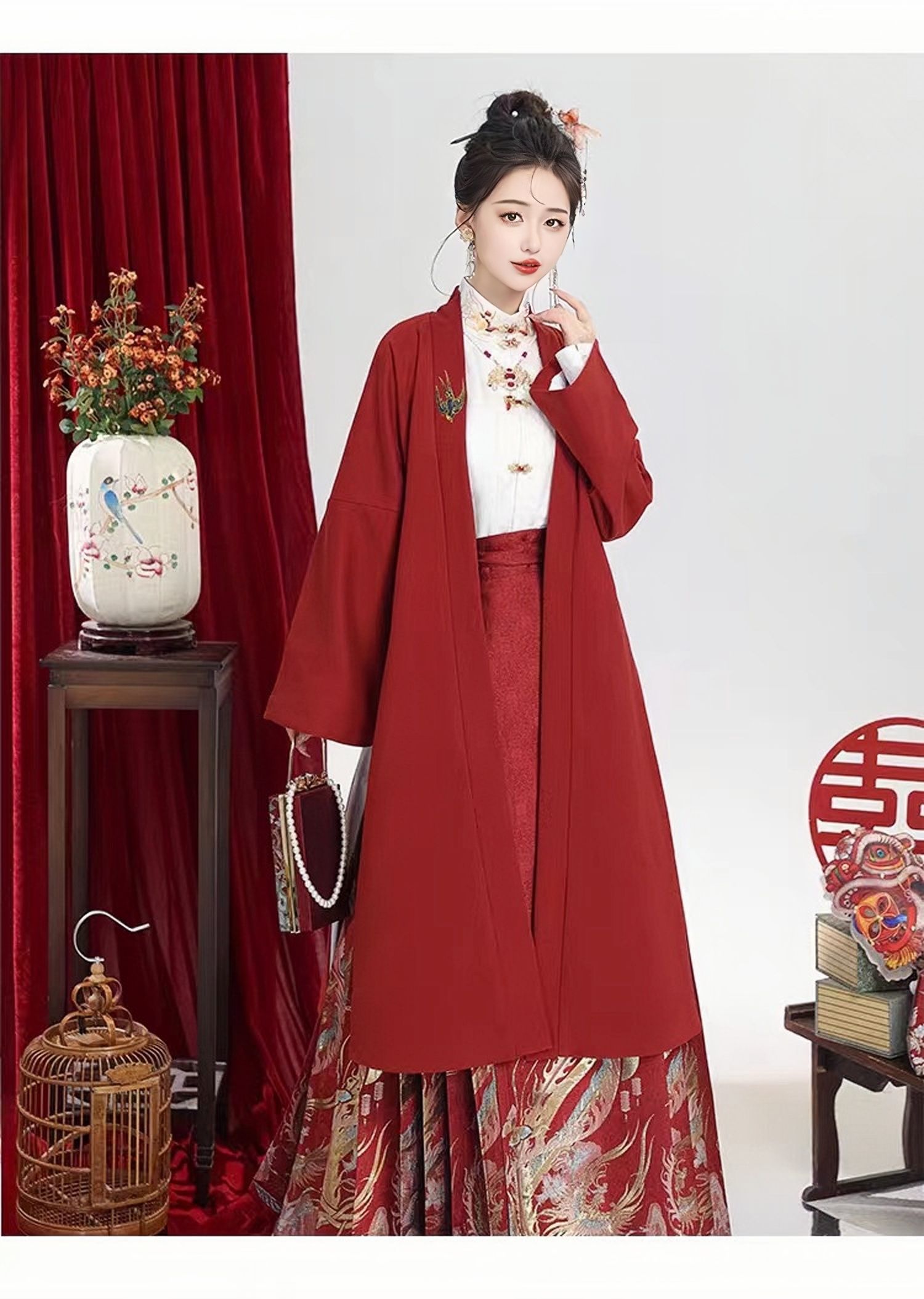 【吉祥迎春】（對襟外套）-秋冬雙色國風外套（預購）