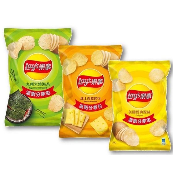 【太后呷】樂事洋芋片/派對分享包/美國經典原味/九州岩燒海苔/瑞士香濃起司/119g