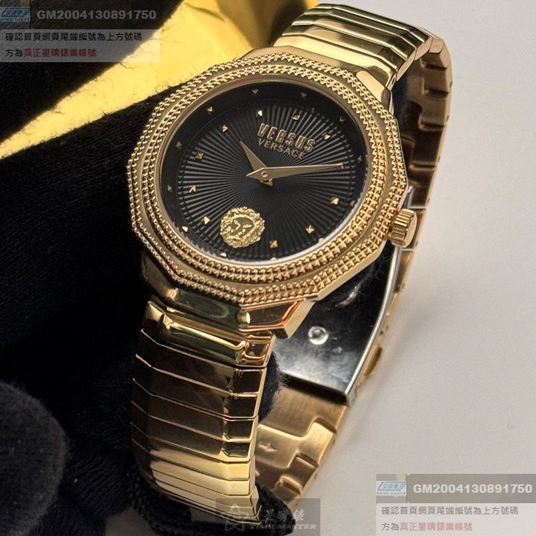 VERSUS VERSACE手錶，編號VV00384，38mm金色錶殼，金色錶帶款