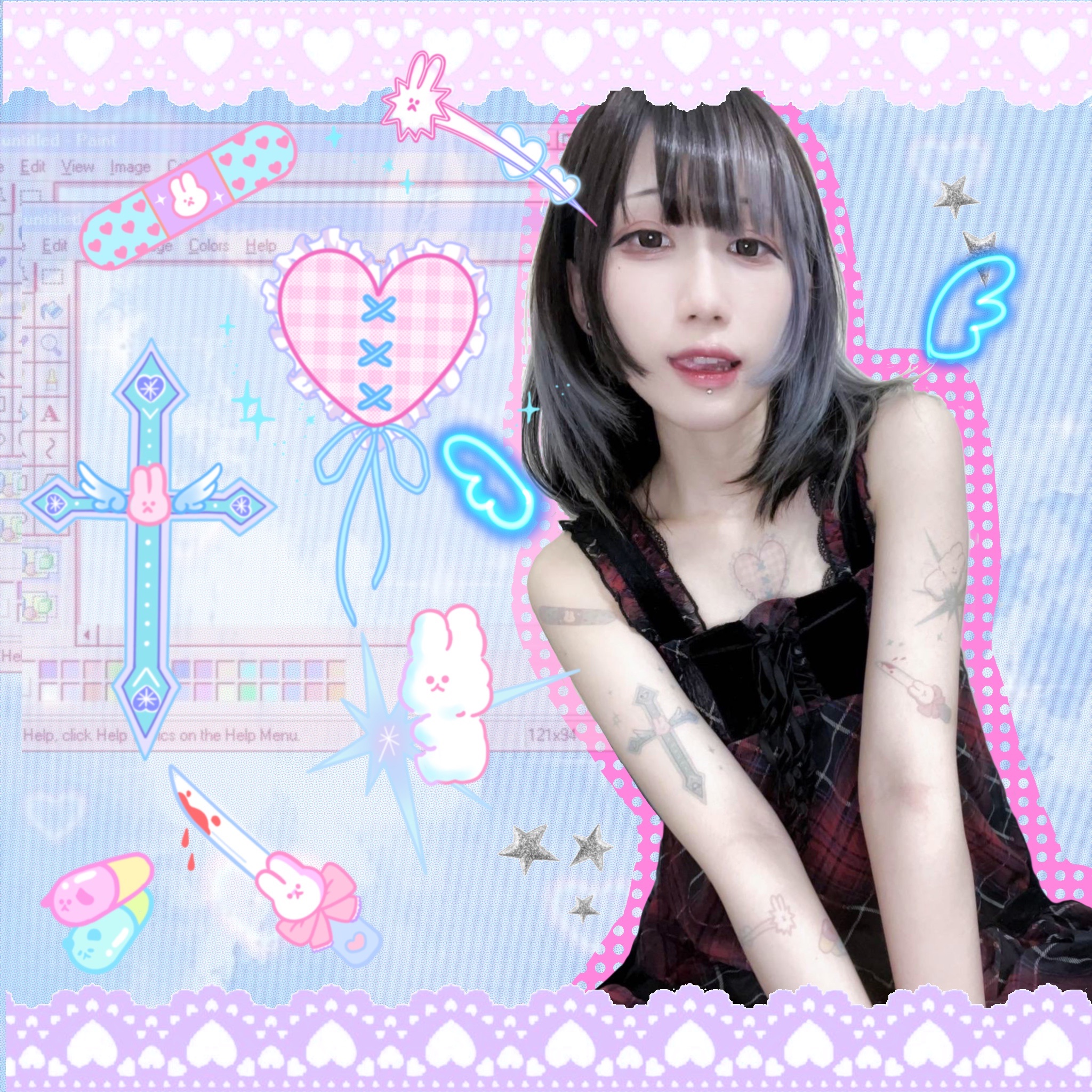 天使ଘ💙 ଓ 寶貝 水色β.｡.:*･ﾟ界隈💙💙 ✩°｡⋆ ✩°｡⋆紋身貼紙✩°｡⋆ ✩°｡⋆