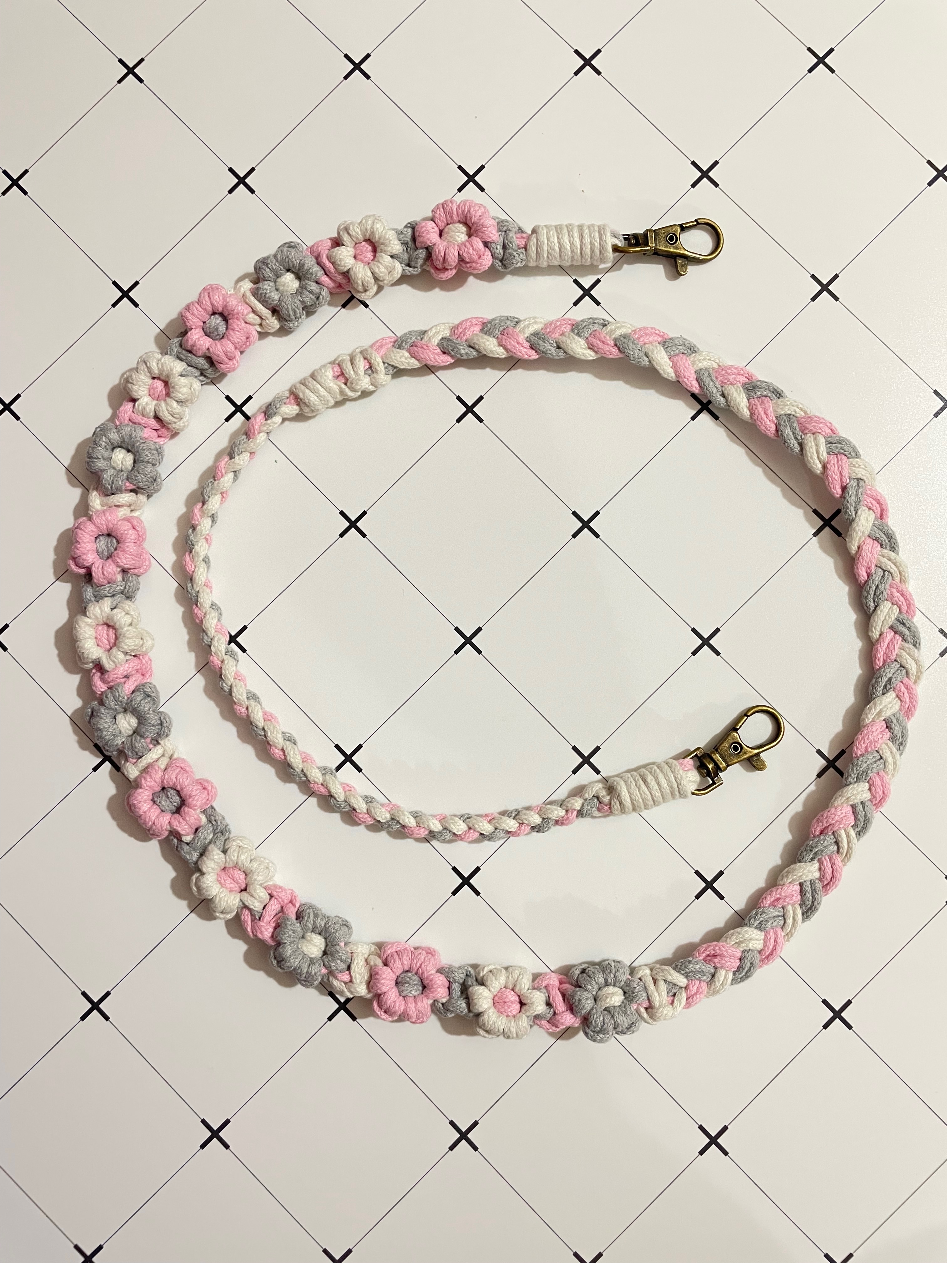 夢幻配色3色花朵手機掛繩 花花編織 手機繩