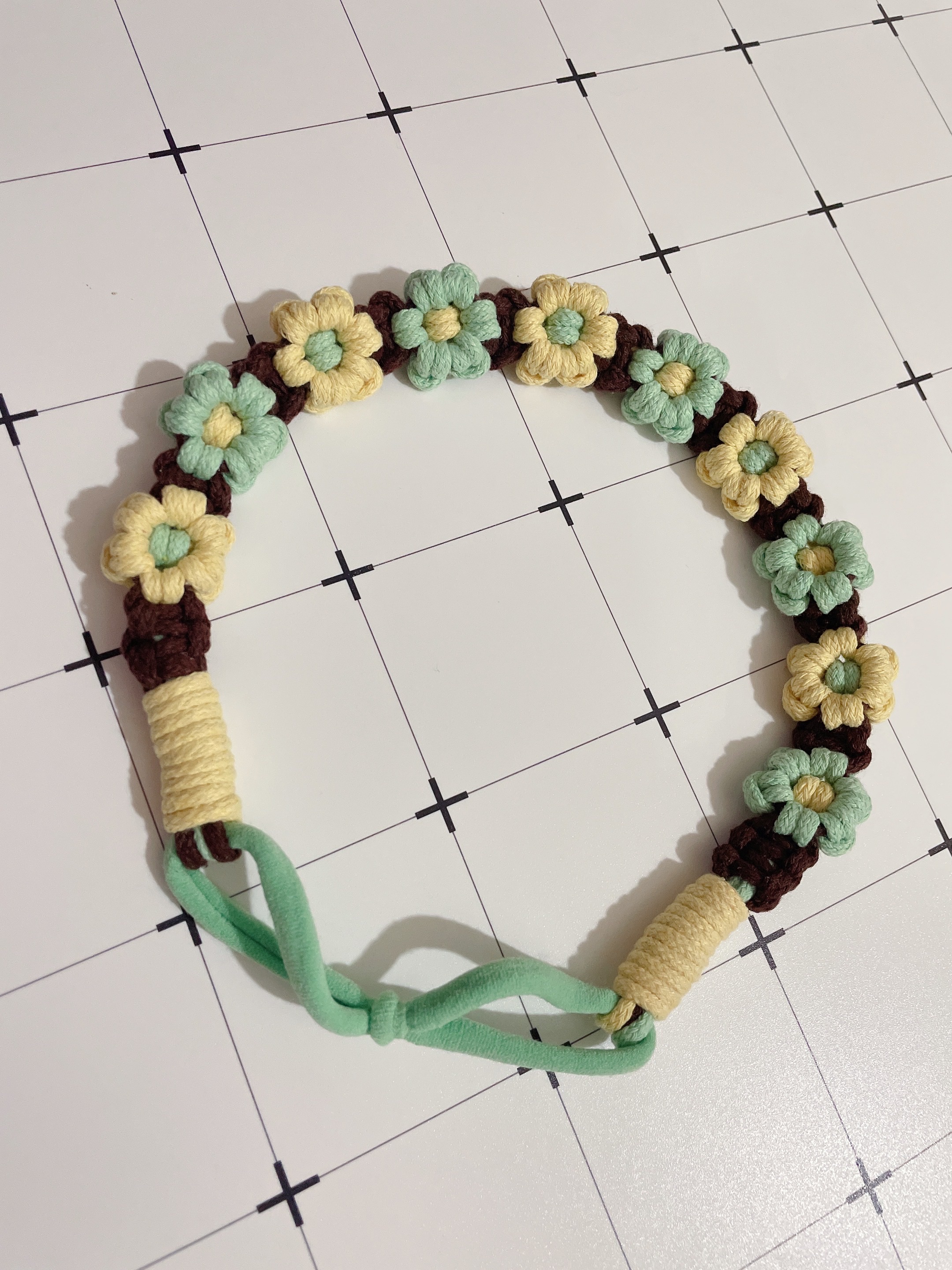 薄荷巧克力小清新髮帶 手工編織髮帶 髮繩