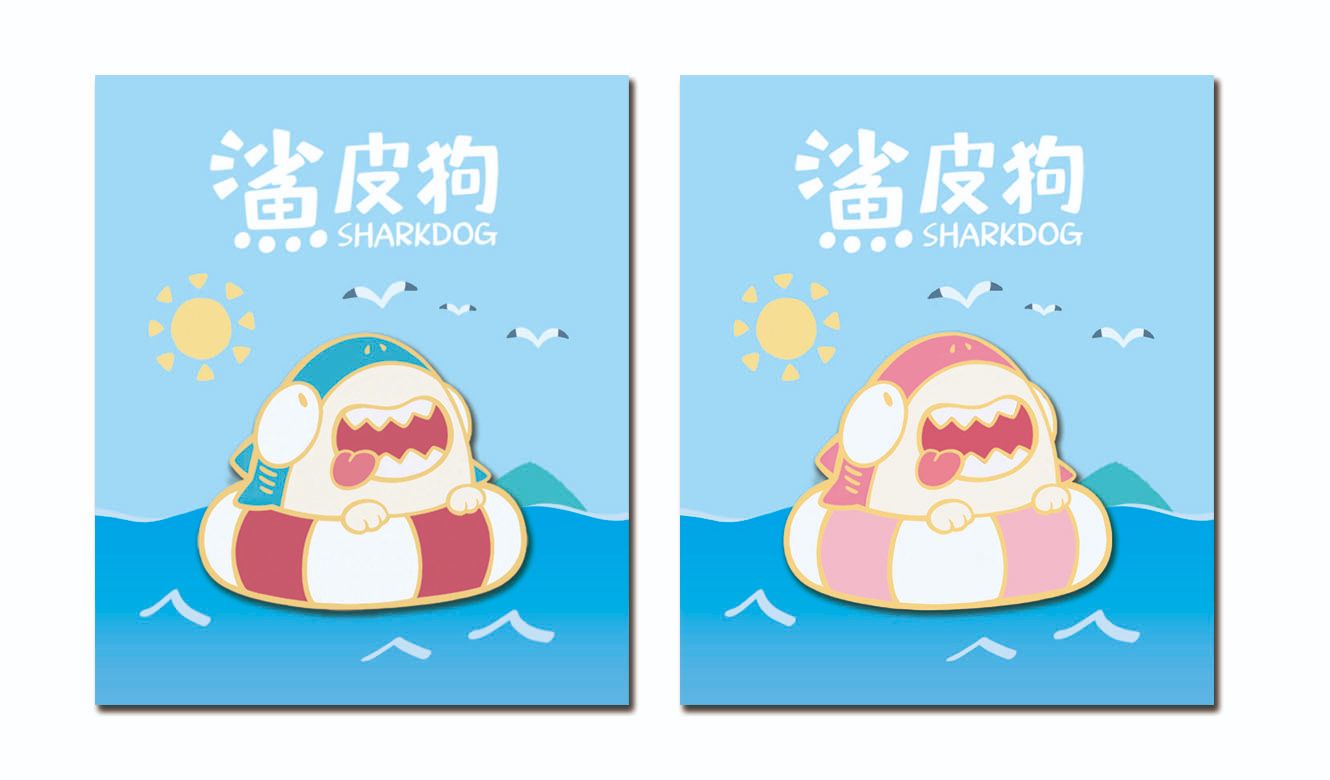 泳圈鯊鯊金屬徽章