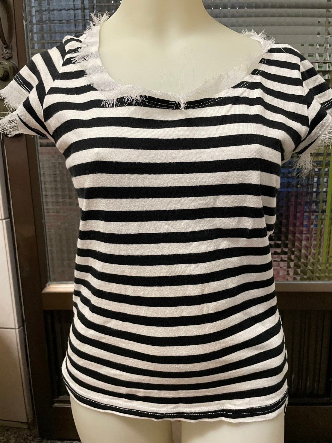黑白條紋可愛短袖上衣