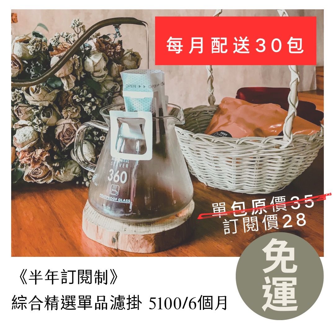 半年濾掛訂閱制 （每月配送30包）