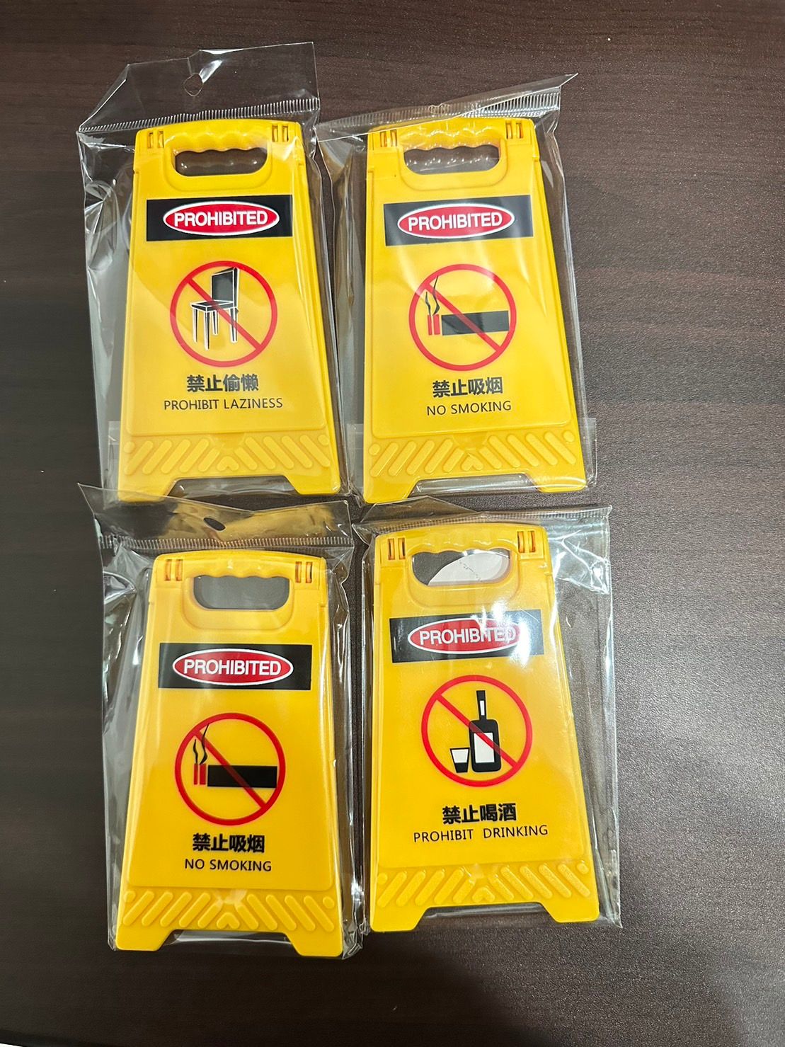 警示牌桌面鏡+3張小卡