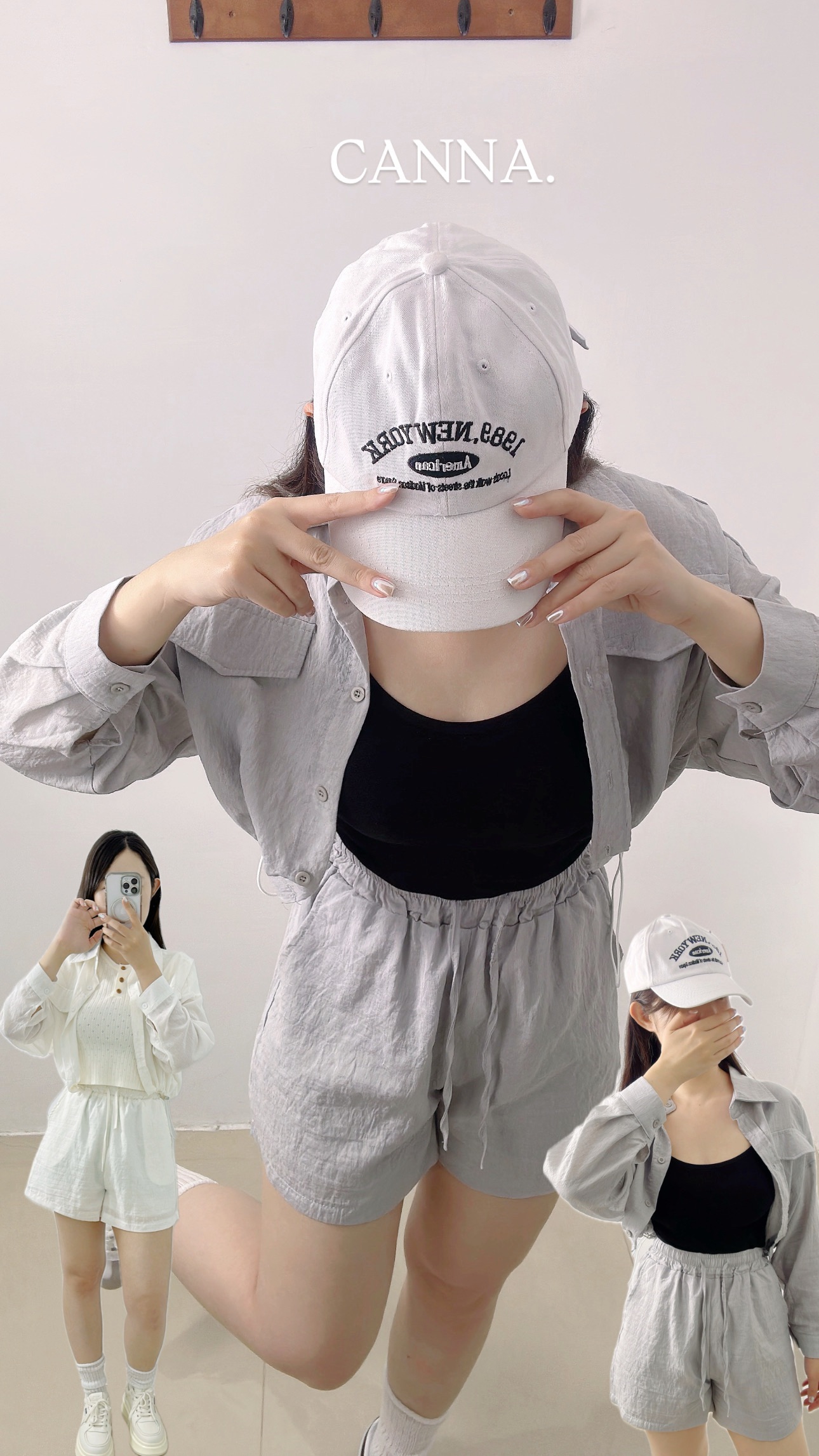 棉麻抽繩休閒外套+棉麻短褲 套裝  SS77