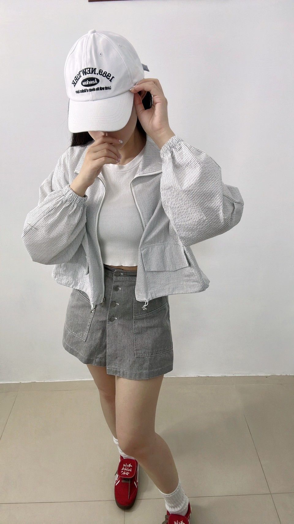 韓系棉麻條紋寬鬆休閒外套  SS80