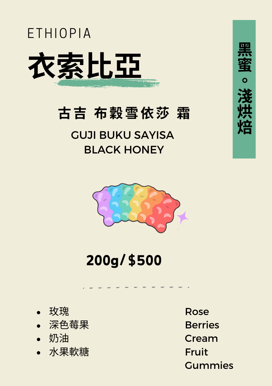 【豆人咖啡 Domain Coffee】衣索比亞 古吉 布穀雪依莎 霜 黑蜜處理 淺中焙 | 自家烘焙咖啡豆