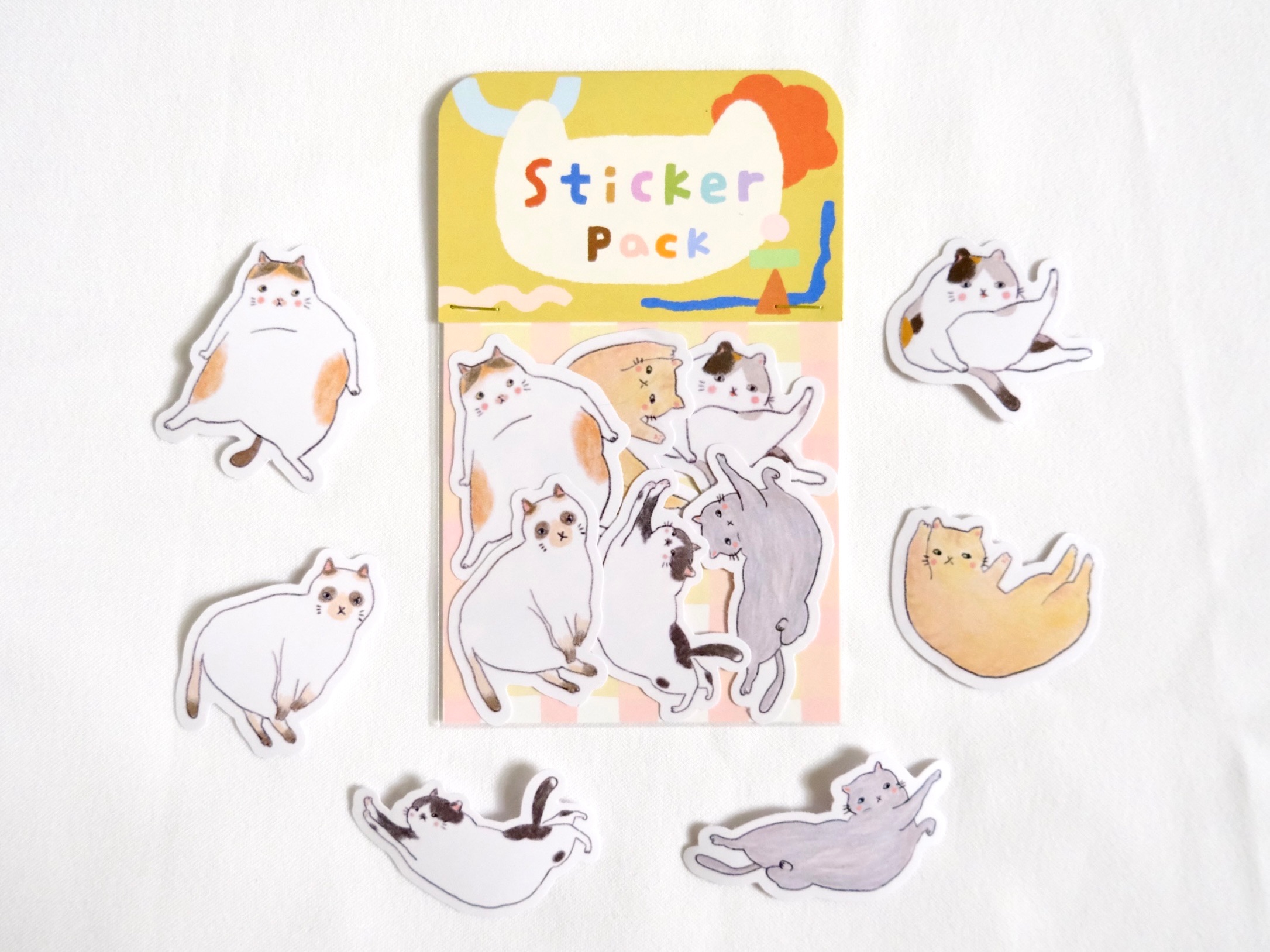 色鉛筆扭扭貓 打包口袋貼