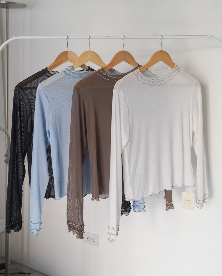 現貨 超親膚春夏木耳捲捲邊內搭上衣˖ ࣪⊹