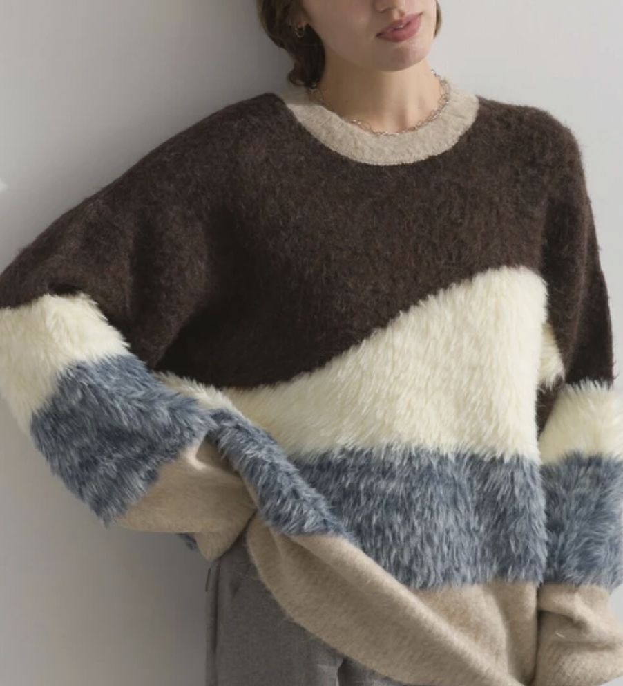 🇯🇵 三色熊毛毛撞色毛衣（兩色）🐻
