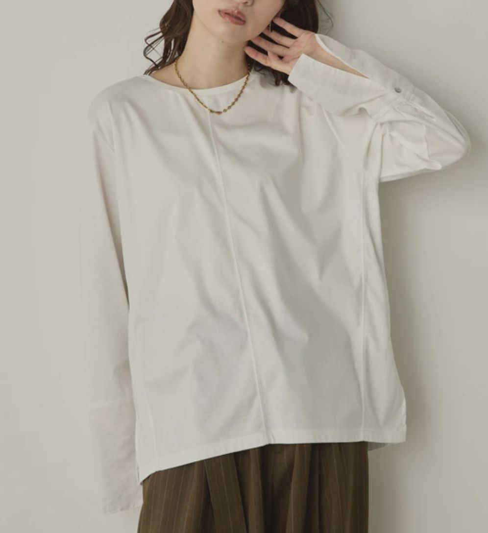 🇯🇵一見鍾情💘異材質拼接袖百搭上衣（兩色）