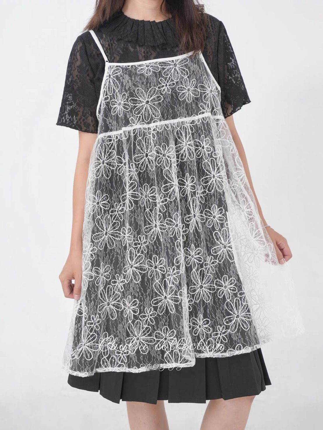 刺繡亮片小花2way綁帶外罩