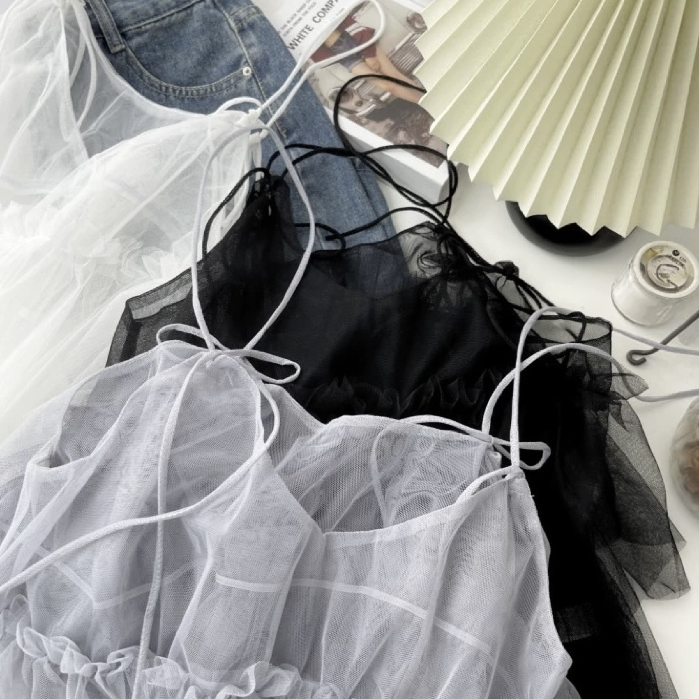 漂亮小蛋糕紗外罩背心（共四色）