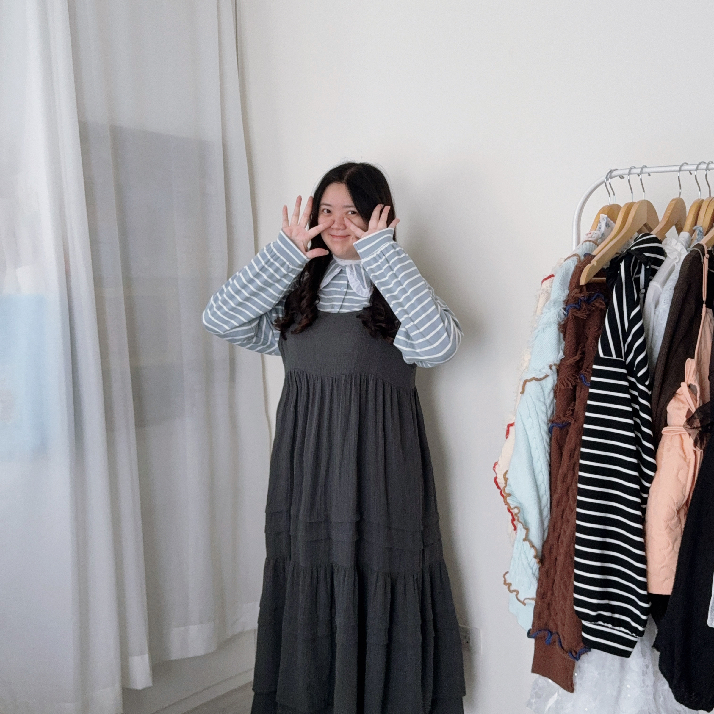 可調節碳灰色背心裙