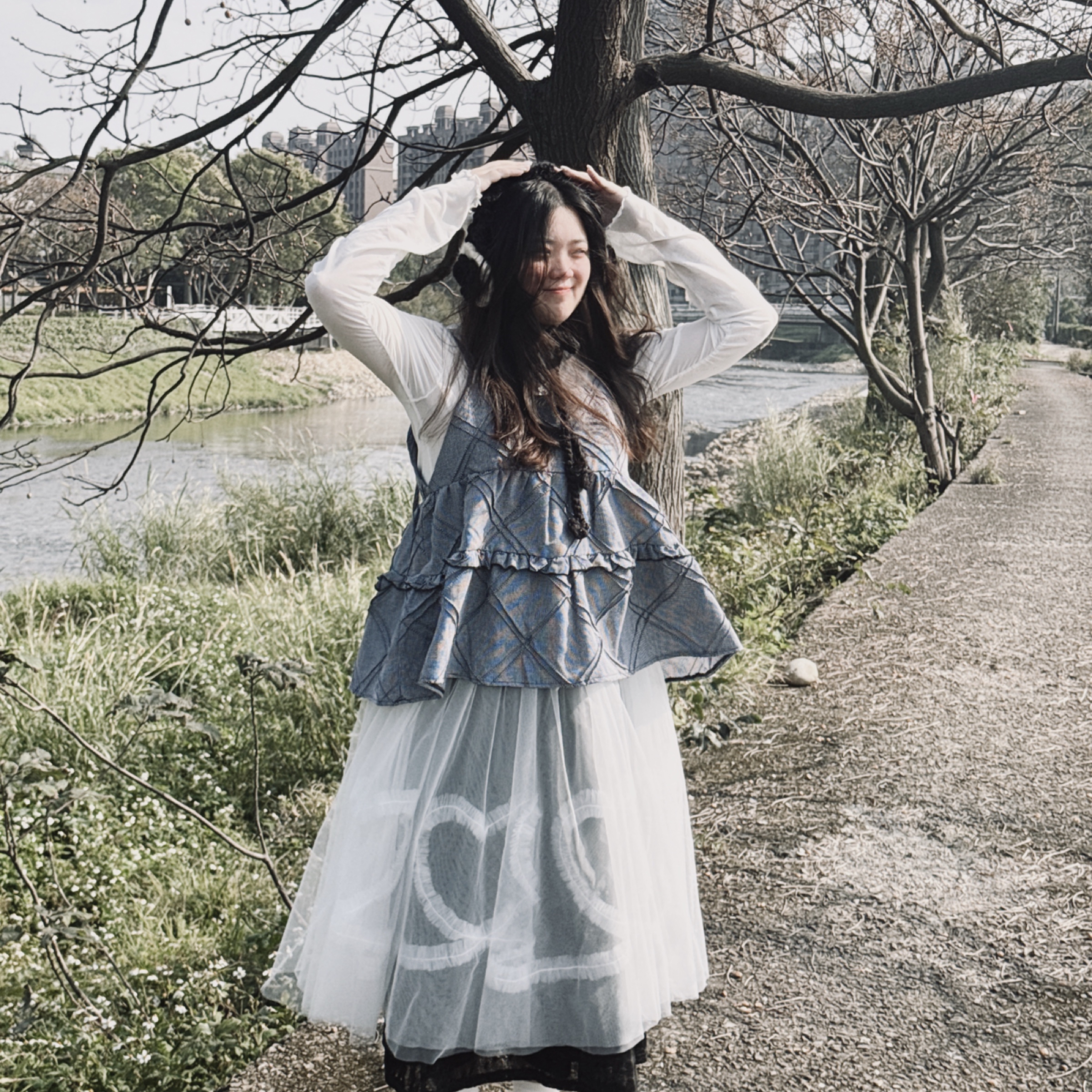 滾邊細格紋2way正反兩穿背心（共三色）