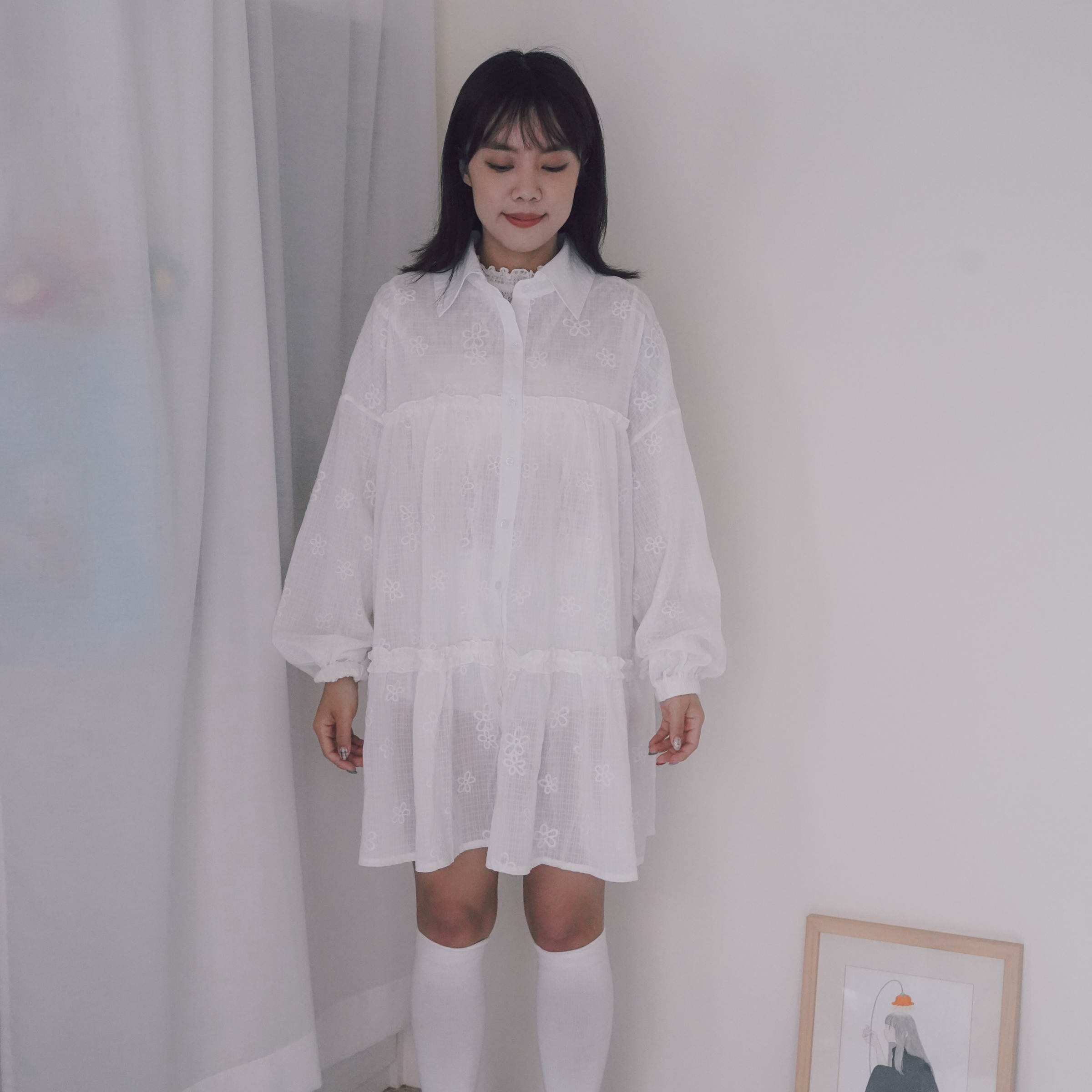 小花園🌸花花刺繡襯衫洋裝