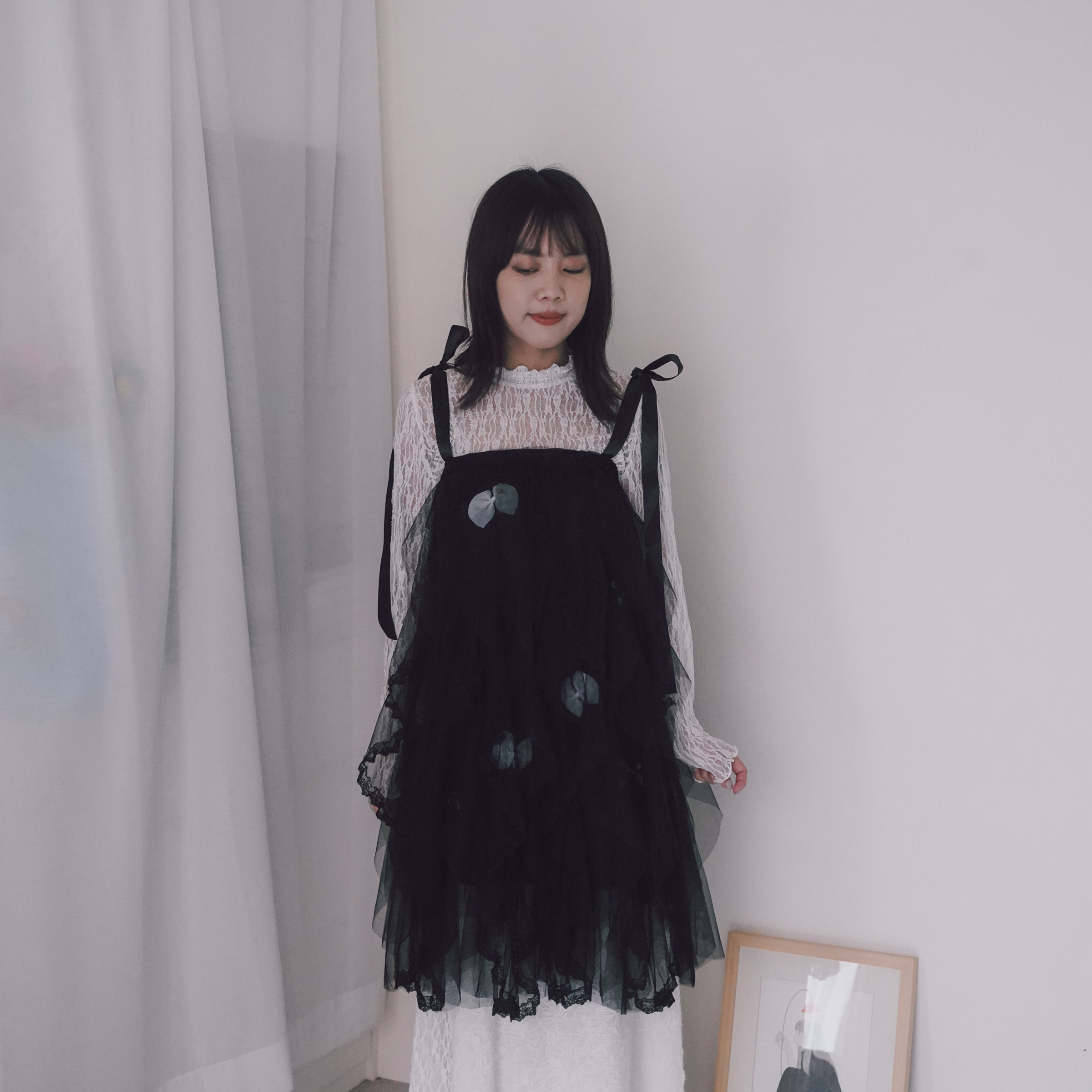 設計師手作款-黑色蝴蝶結紗裙