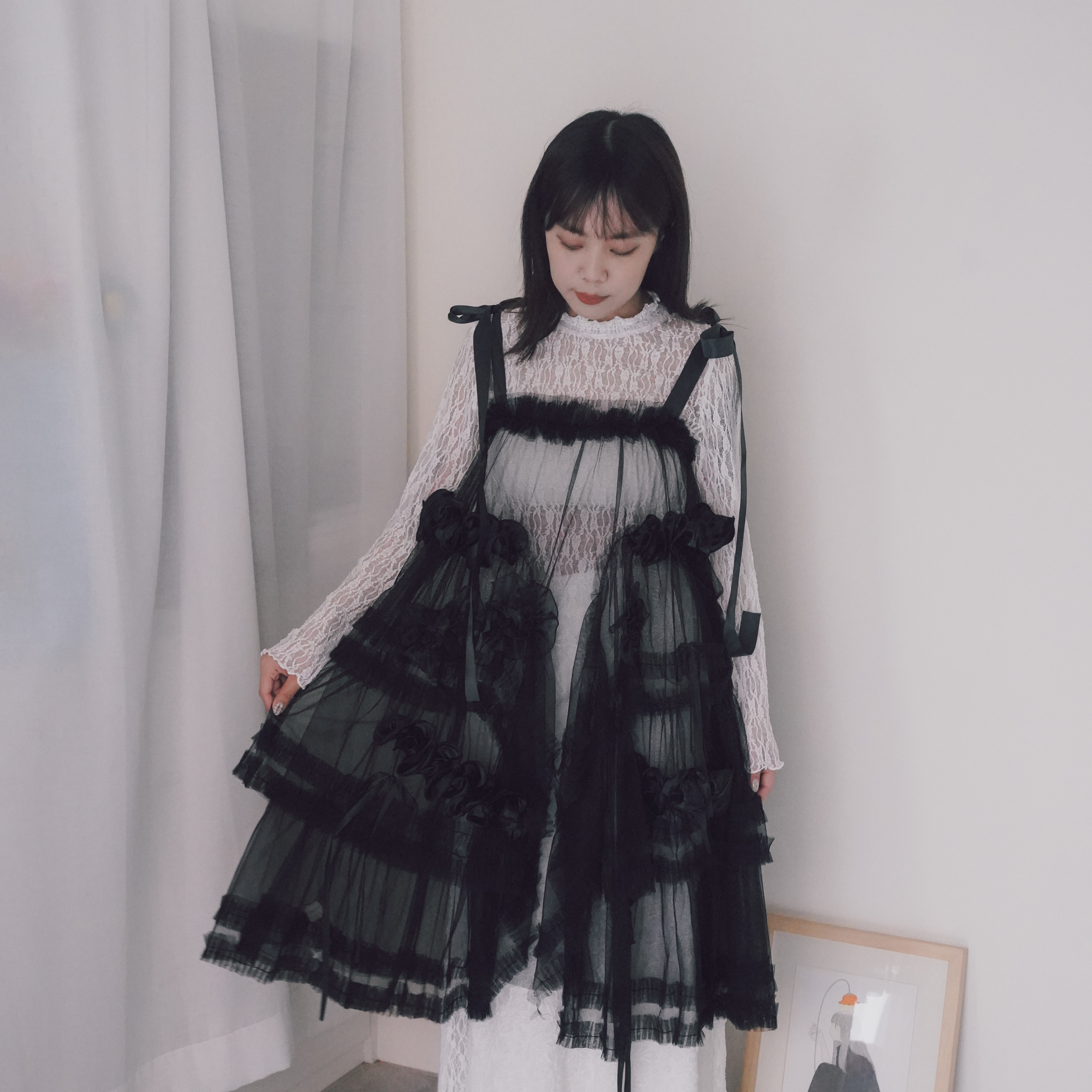 設計師手作款-黑色率性紗裙