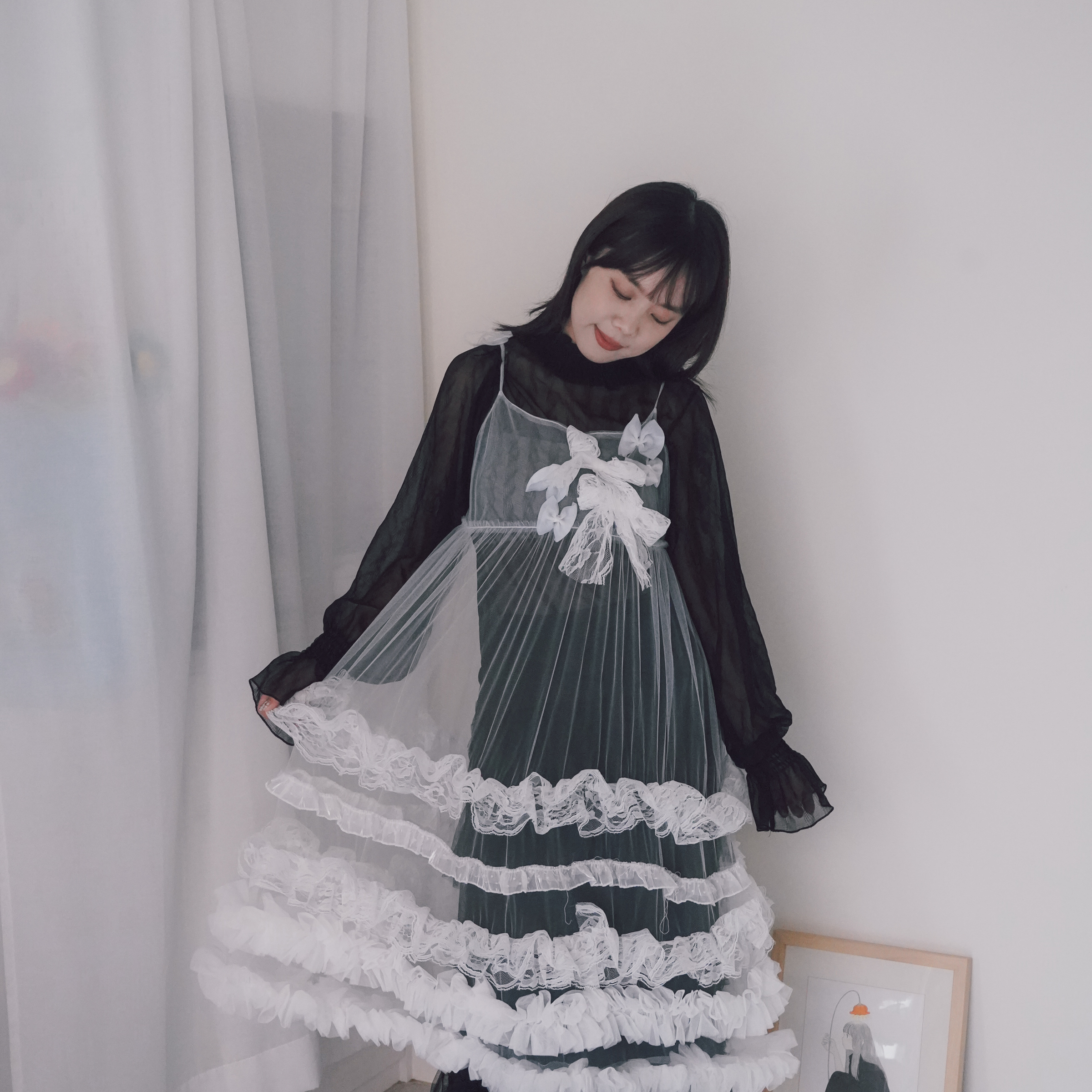 設計師手作款- 白色蝴蝶結紗裙