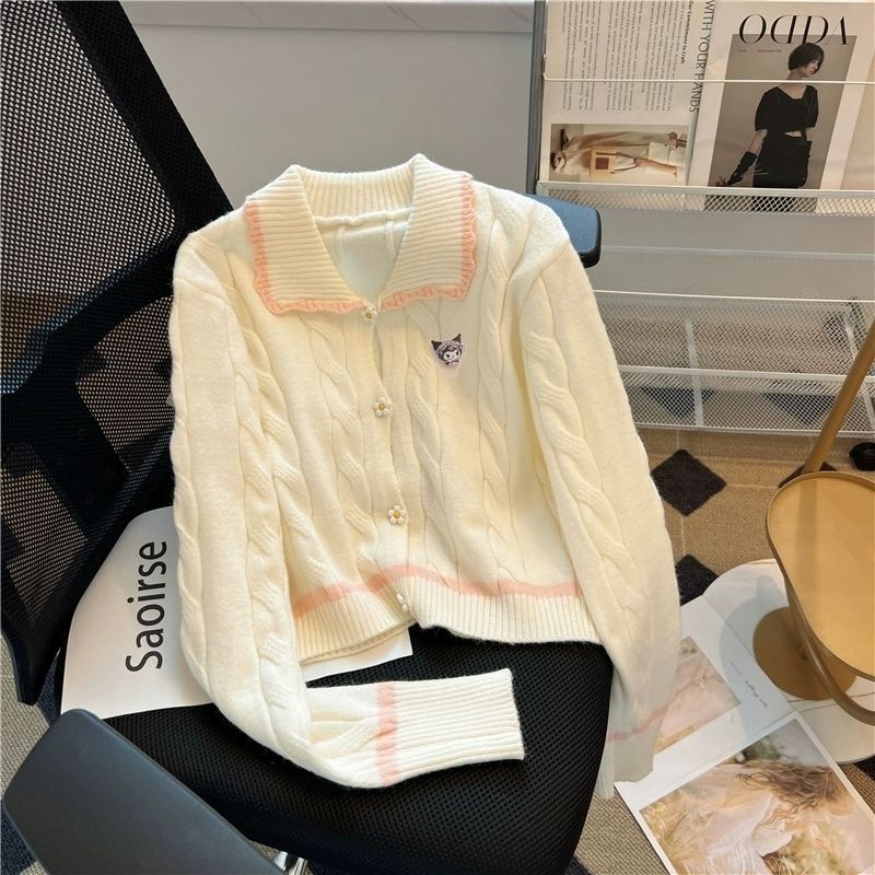 庫洛米外穿翻領學院風針織上衣