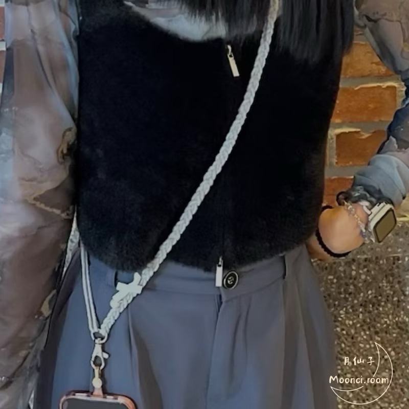 珍珠蝴蝶結編織手機掛繩 內有實背照