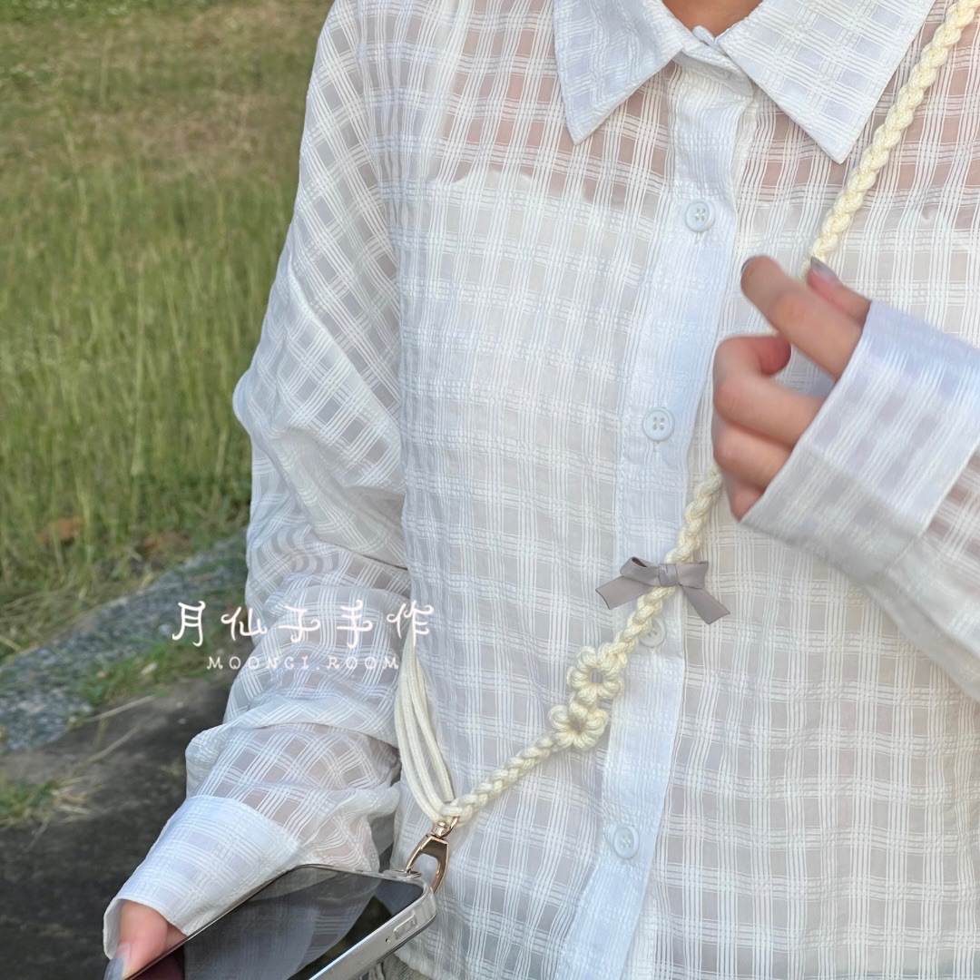 月仙子手作｜現貨免運 手作編織蝴蝶結扭扭花 手機掛繩 斜背掛繩 可調式