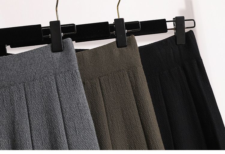 s.jc23112404 韓版新款高腰遮肚A字顯瘦針織百褶裙