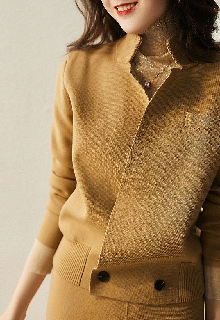 # s.jc112701 顯瘦針織女套裝 - 上衣