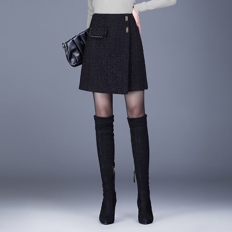 #s.jc24010308小香風超顯瘦不規則高腰A字裙