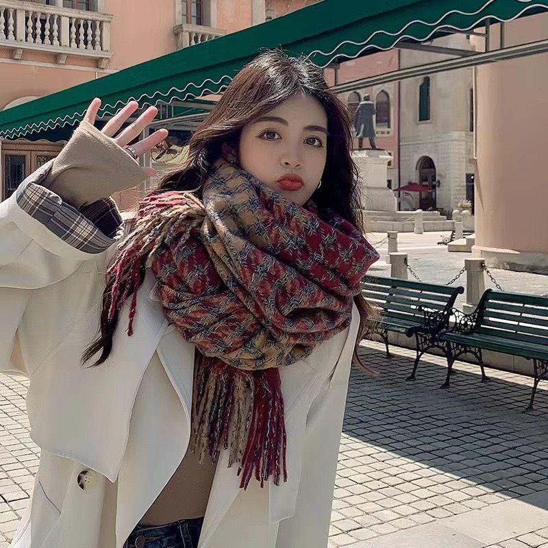 #s.jc24010316 千鳥格厚款保暖圍巾