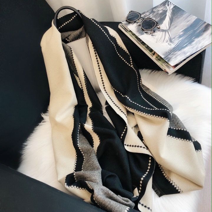 #s.jc24010318 韓版仿羊絨拼色披肩圍巾