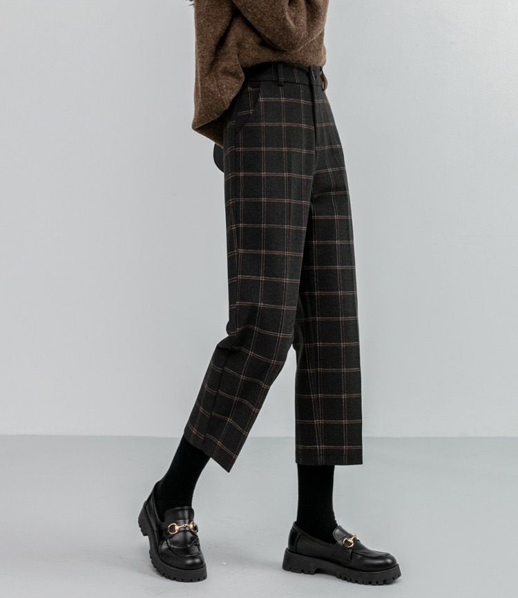 #s.jc24010306格子毛呢直筒寬褲-八分/九分