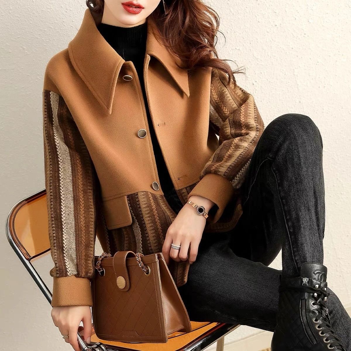 # s.jc24010806w義大利大牌感條紋拼接外套