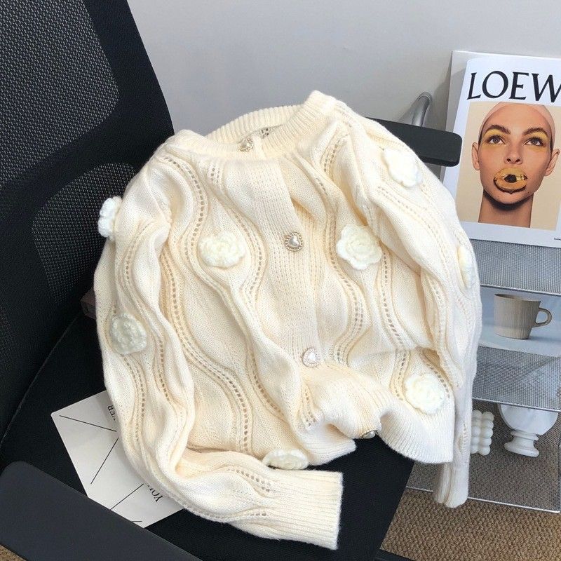 # s.jc24020301w 小香風立體花朵針織毛衣