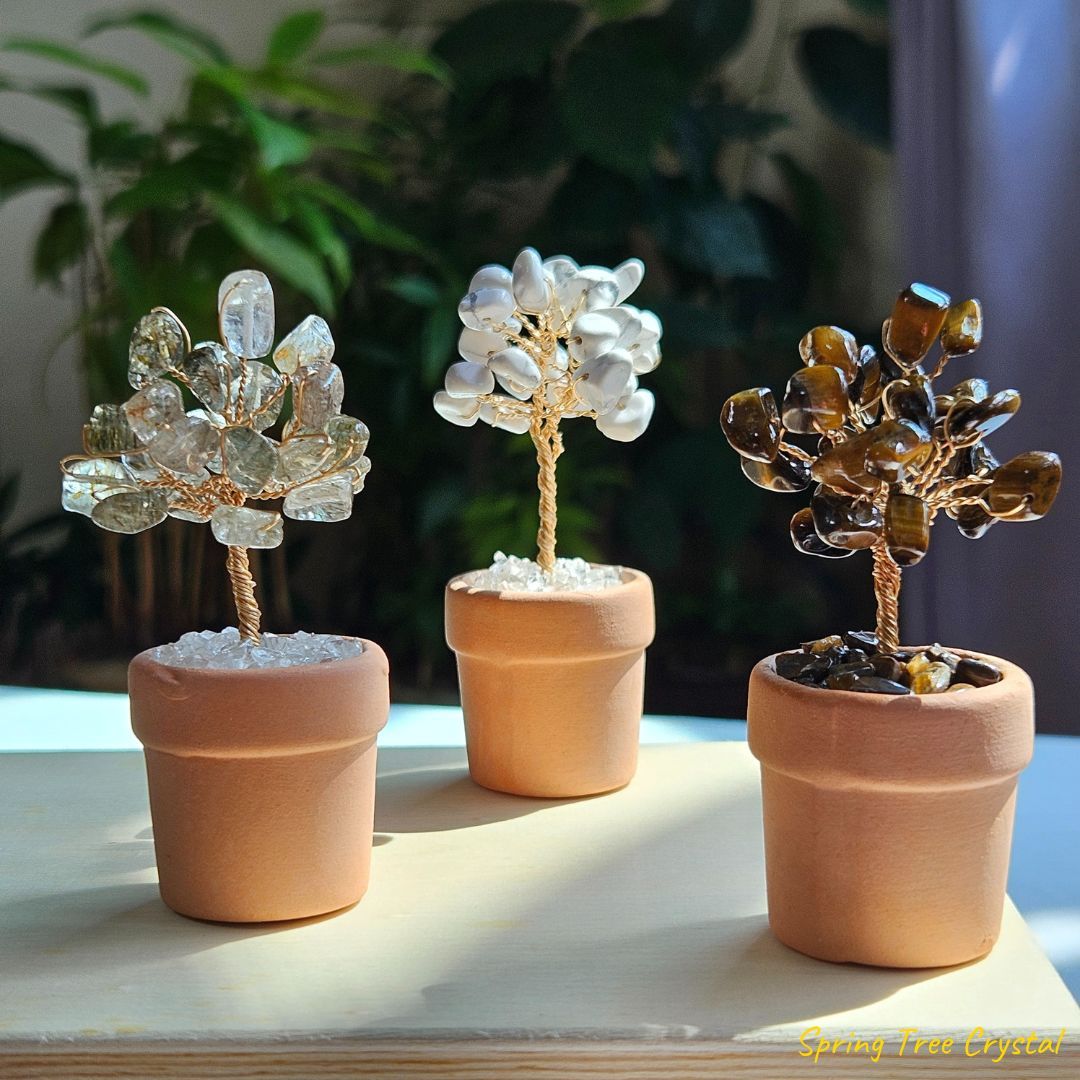 水晶寶石樹|綠碧髮|白松石|虎眼石