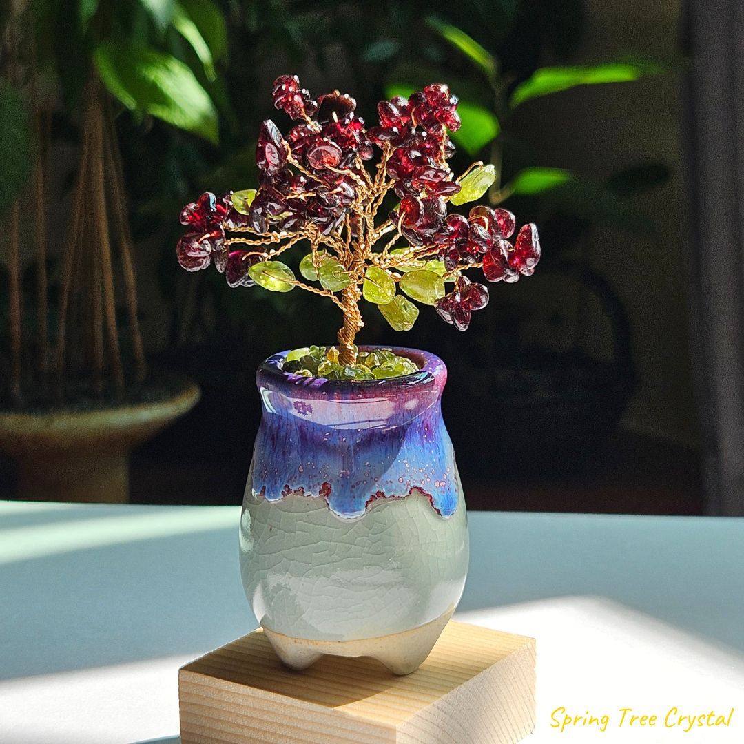 手作寶石樹|石榴石|橄欖石