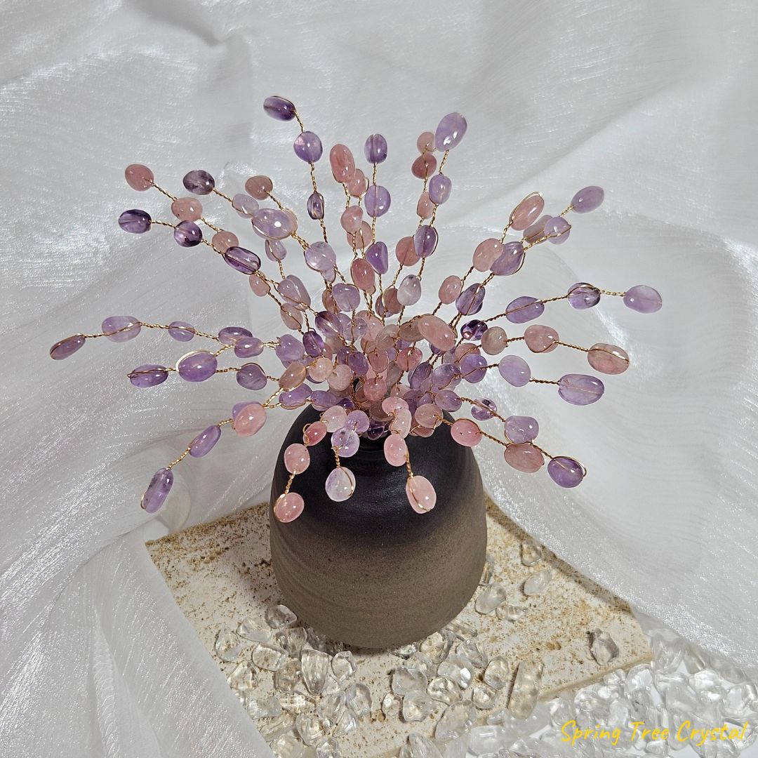 手作水晶樹|薰衣草|粉晶