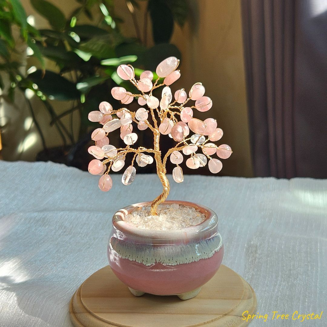 手作水晶樹|粉晶